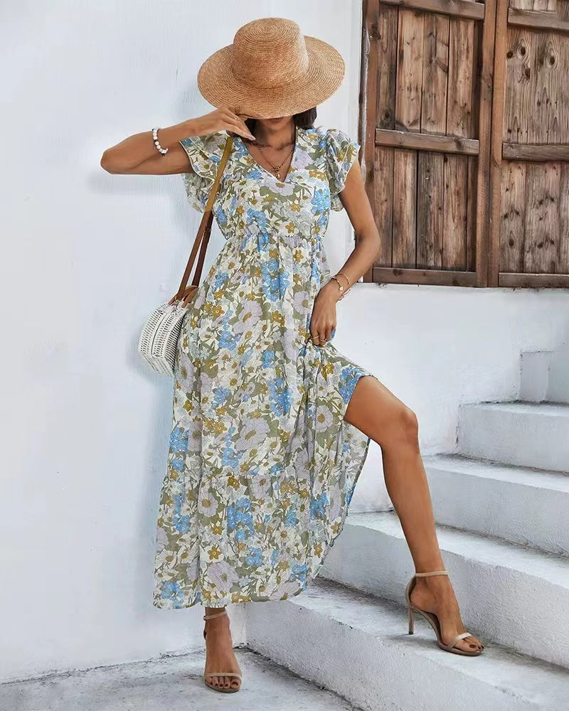 Floral Vacation Short Sleeve Dress