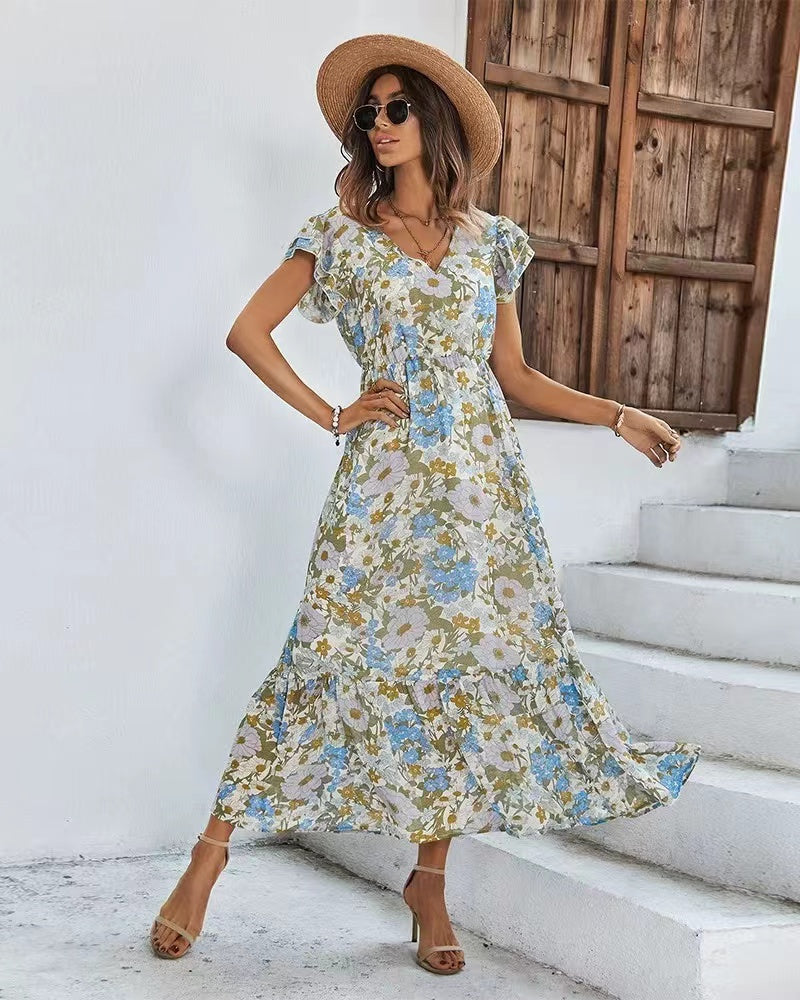 Floral Vacation Short Sleeve Dress