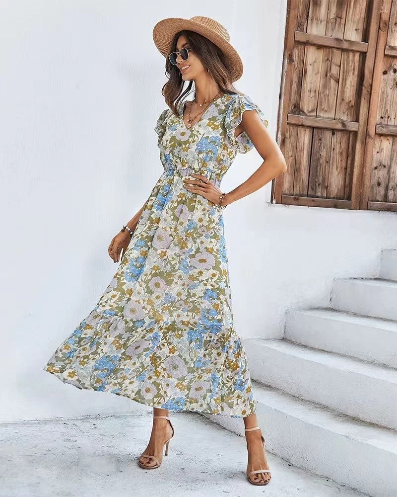 Floral Vacation Short Sleeve Dress