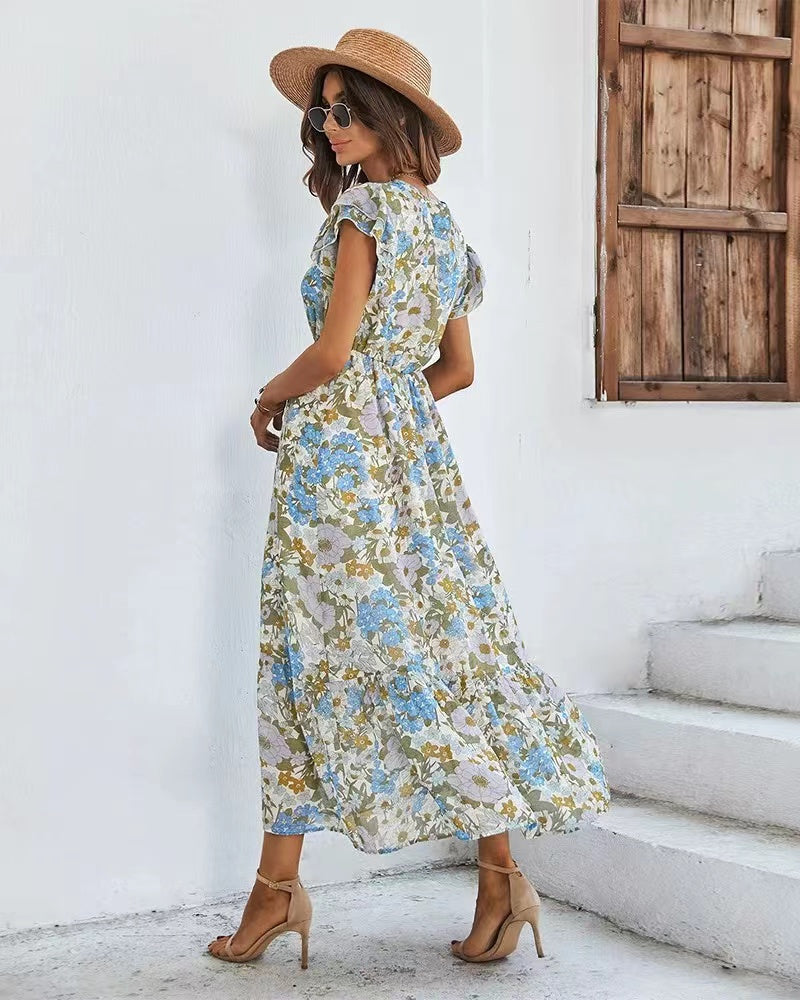 Floral Vacation Short Sleeve Dress