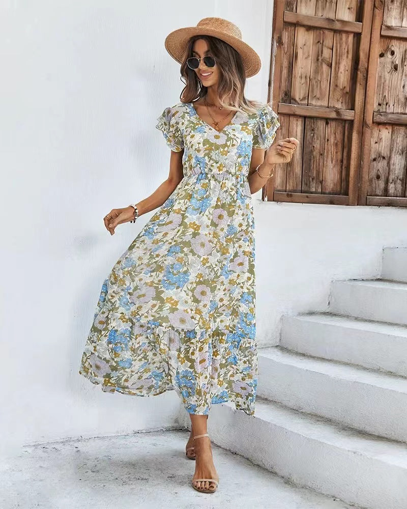 Floral Vacation Short Sleeve Dress