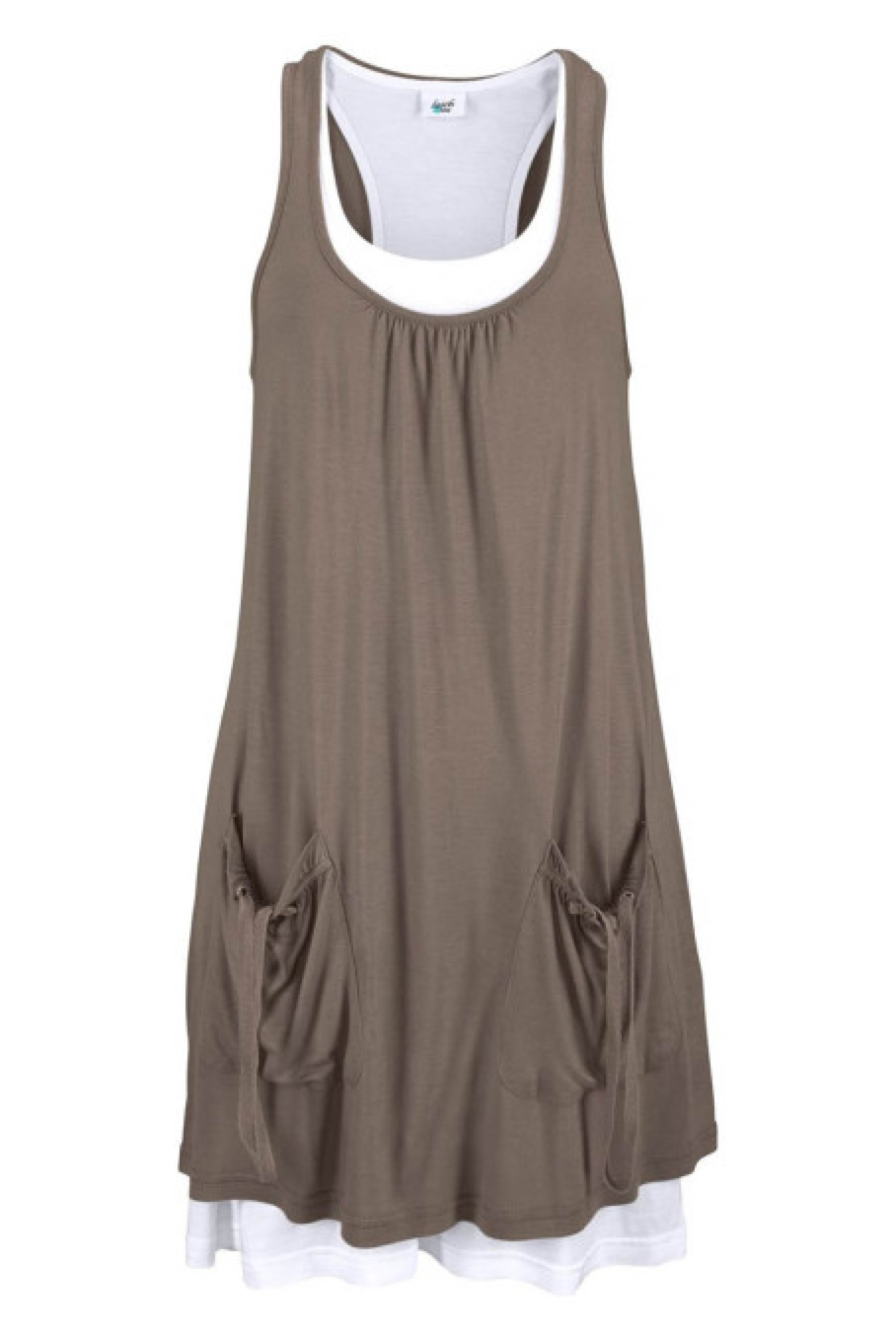 Gray Side Pockets Sleeveless Beach Dress