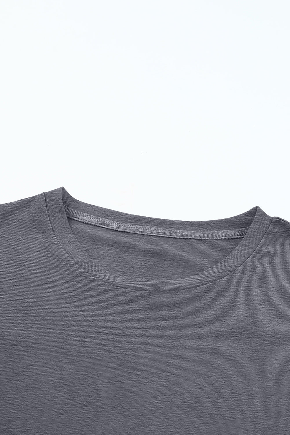 Blue Casual Plain Crew Neck Tee