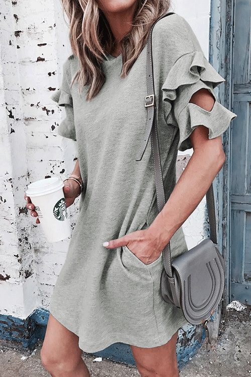 Ruffle Cutout Sweatershirt Dress