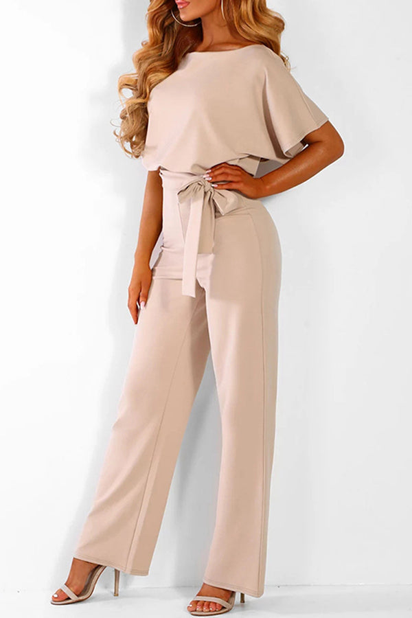 Summer button tie short sleeved Jumpsuit