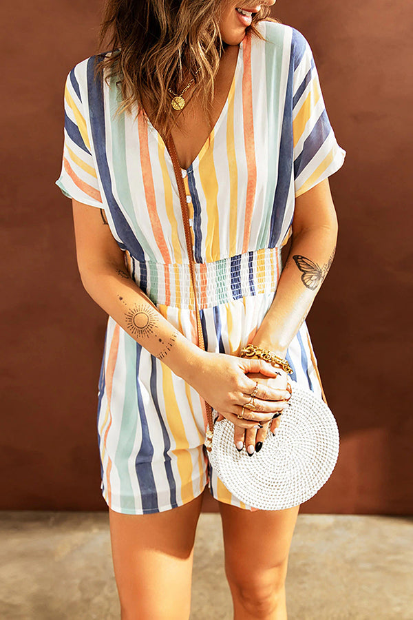 Love for A Lifetime Striped Button Romper