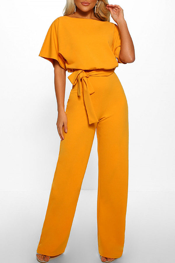 Summer button tie short sleeved Jumpsuit