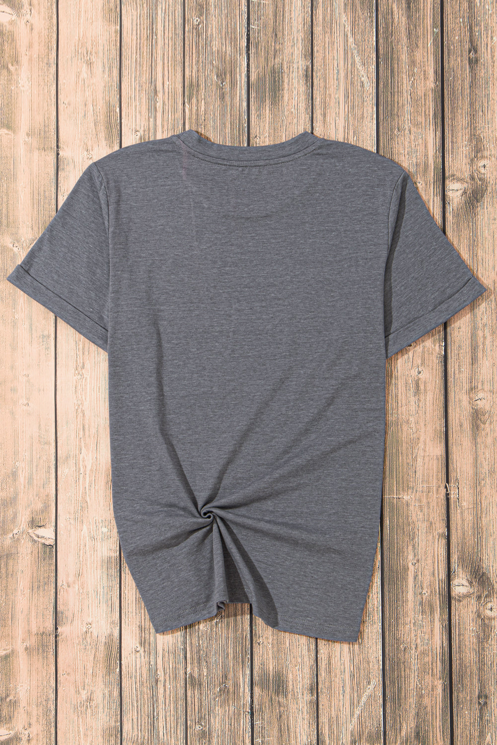 Blue Casual Plain Crew Neck Tee