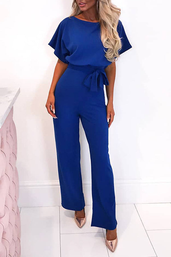 Summer button tie short sleeved Jumpsuit