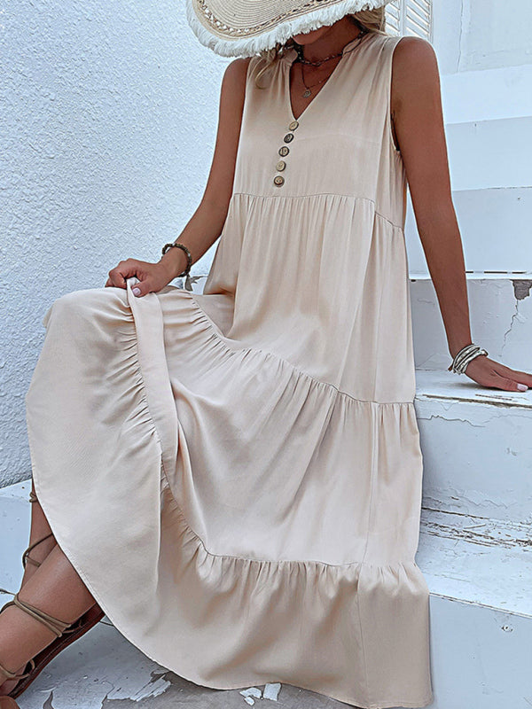 Tank Top Sleeveless Loose Casual Solid Color Dress