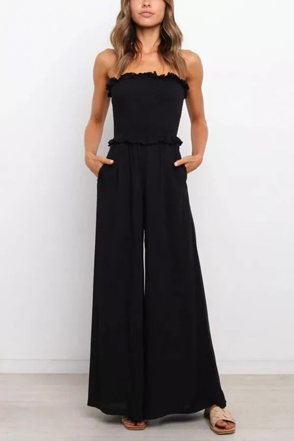 Love Out Loud Smocked Off Shoulder Jumpsuit