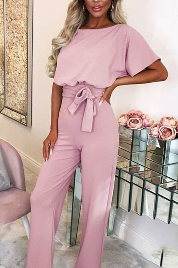 Summer button tie short sleeved Jumpsuit