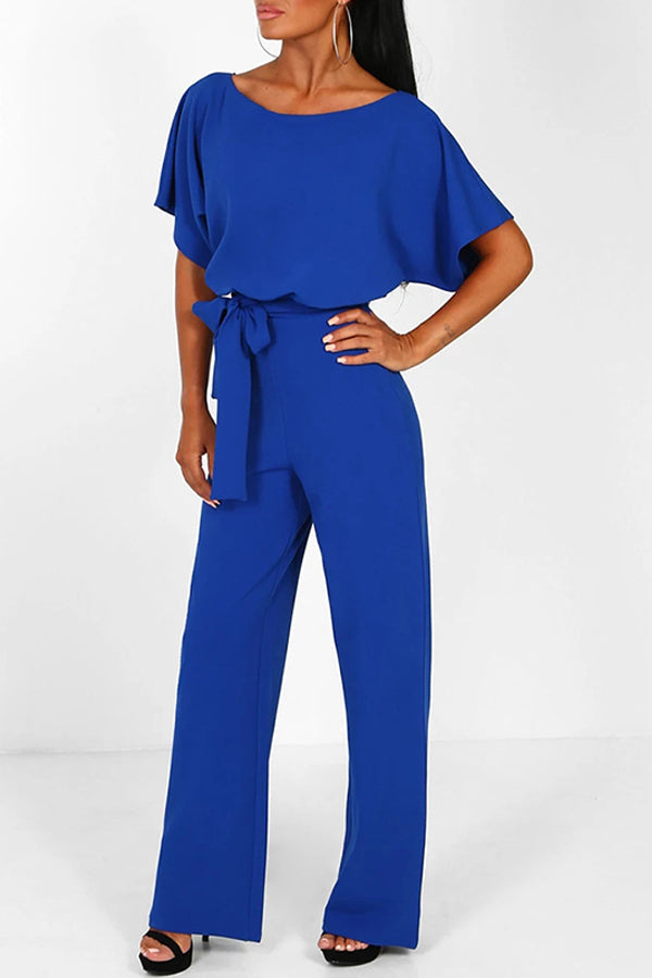 Summer button tie short sleeved Jumpsuit