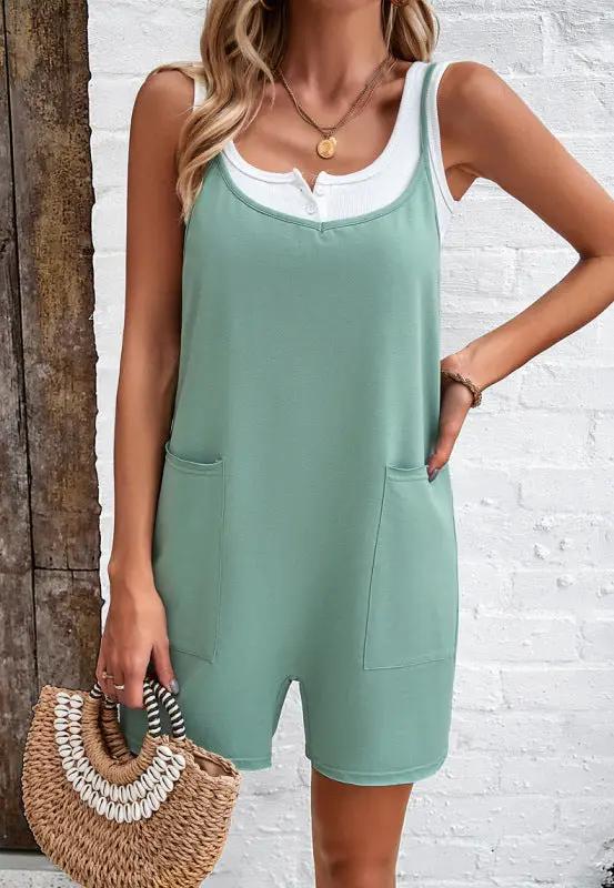 Women's casual solid color suspender jumpsuits