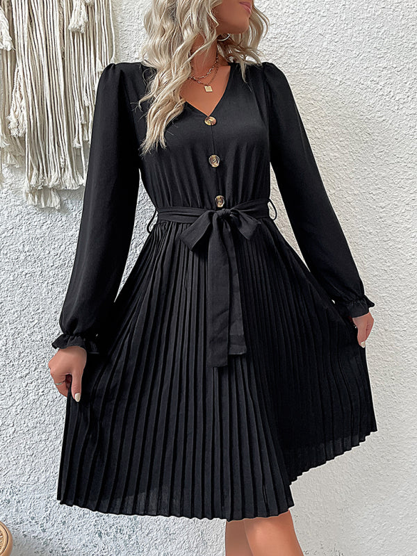 Women’s Long Sleeve Super Cute Pleated Dress