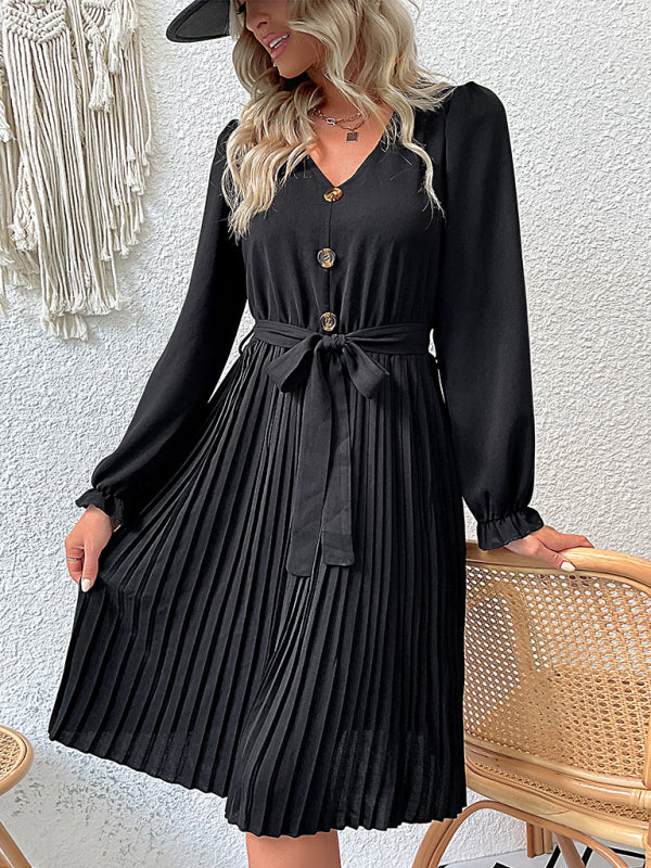 Women’s Long Sleeve Super Cute Pleated Dress