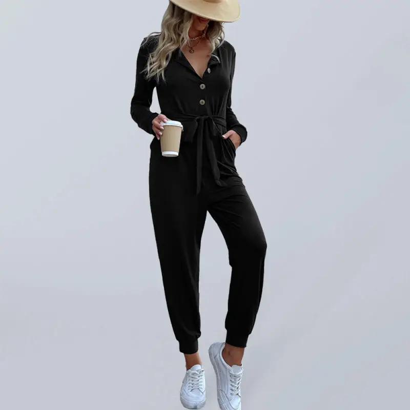 women's casual long sleeve hooded jumpsuit