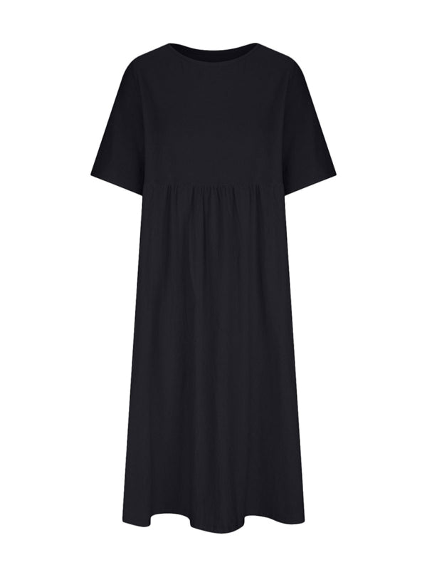 Loose Round Neck Half Sleeve Midi Dress