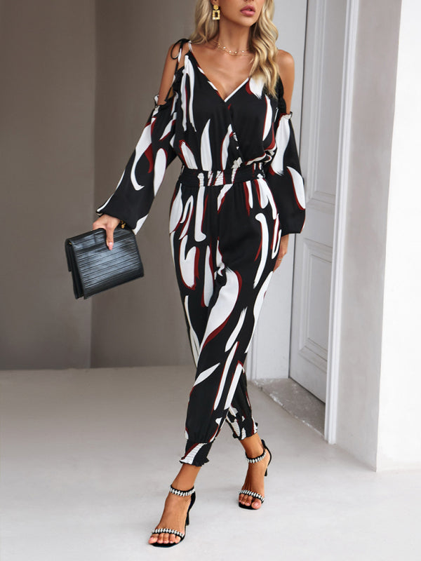 Women's fashion jumpsuit commuting waist trousers