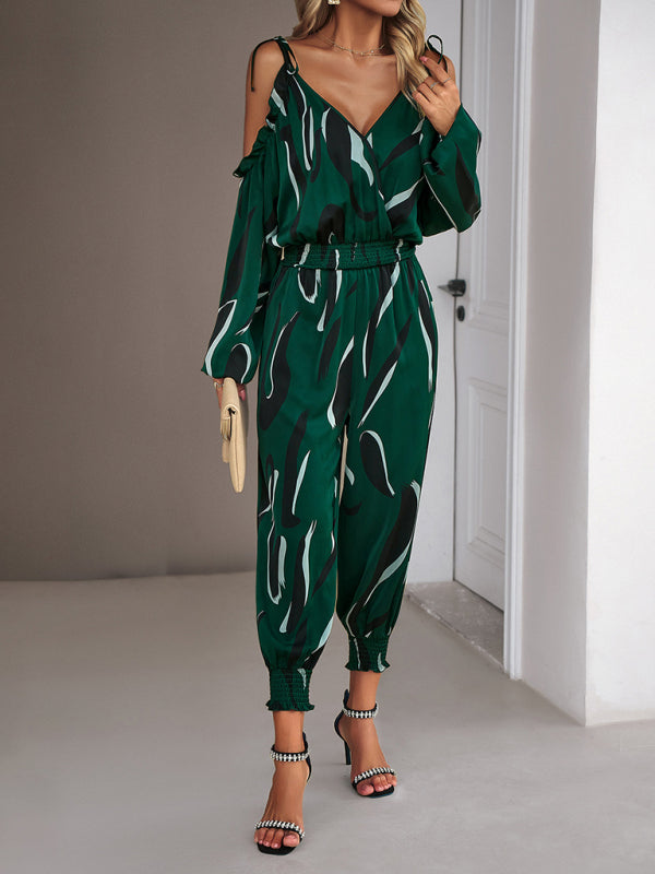 Women's fashion jumpsuit commuting waist trousers