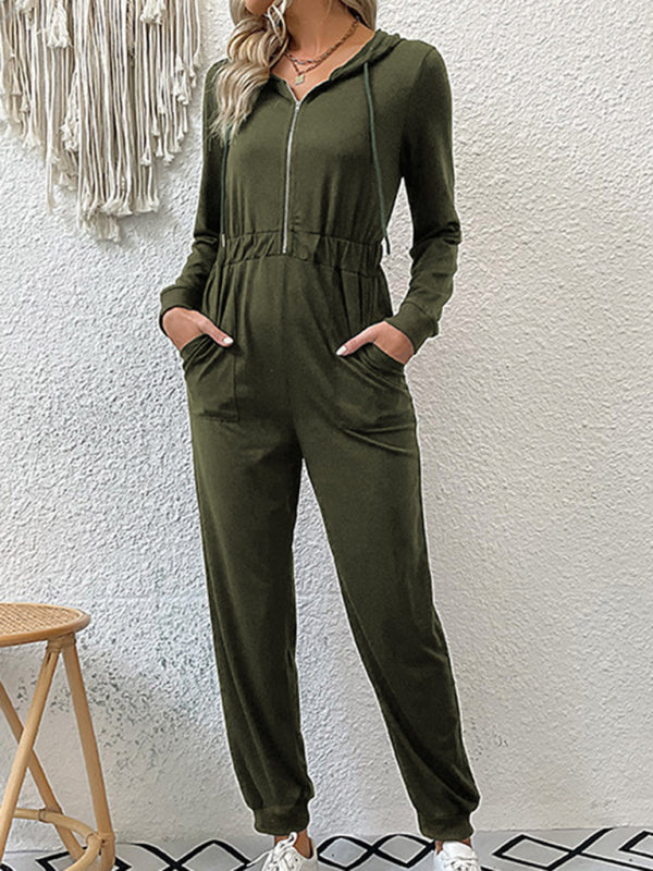 New women's solid color workwear casual jumpsuit