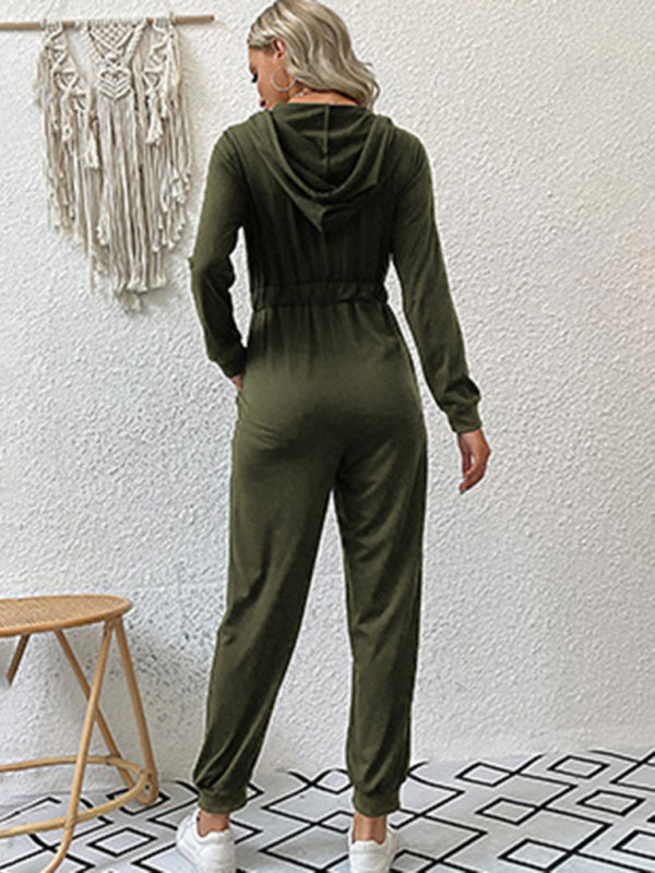 New women's solid color workwear casual jumpsuit