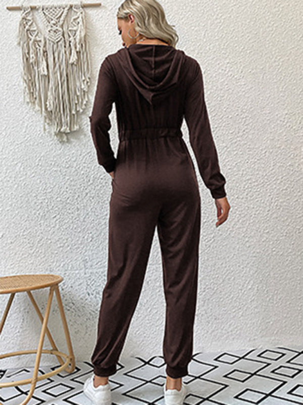 New women's solid color workwear casual jumpsuit