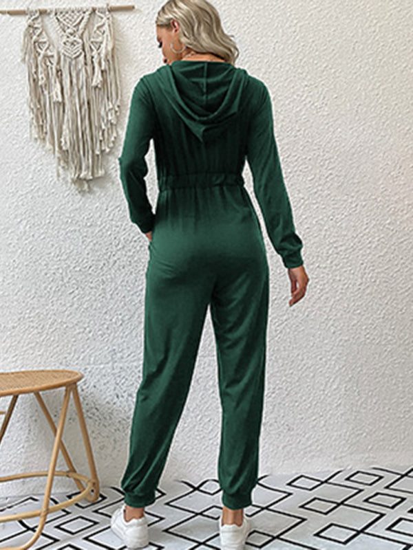 New women's solid color workwear casual jumpsuit