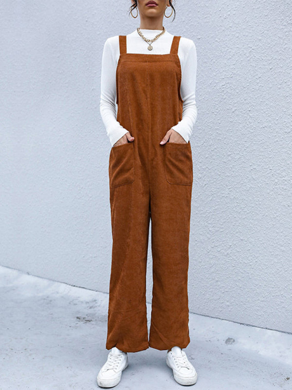 Women's Corduroy Pants Loose Solid Color Overalls