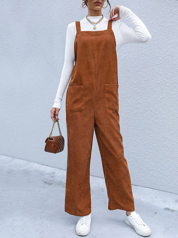 Women's Corduroy Pants Loose Solid Color Overalls