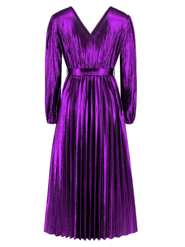 shiny Party evening dress elegant long sleeve dress