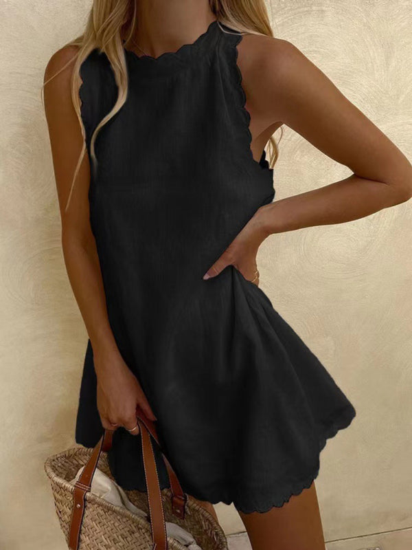 Women's New Mini Round Neck Sleeveless Dress