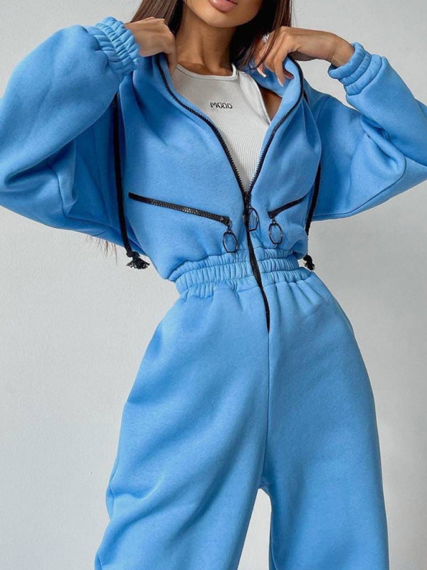 women's hooded sweatshirt sports casual suit two piece set