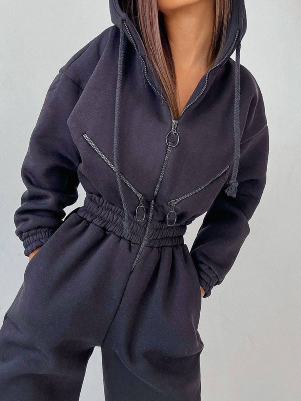 women's hooded sweatshirt sports casual suit two piece set