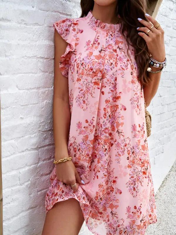 Women's Elegant Printed Sleeveless Dress