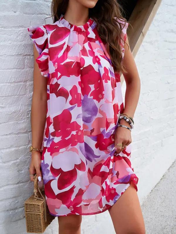 Women's Elegant Printed Sleeveless Dress