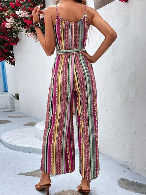 Women's elegant holiday bohemian suspender jumpsuit