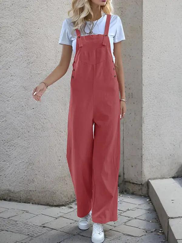 New casual one-piece suspender straight trousers