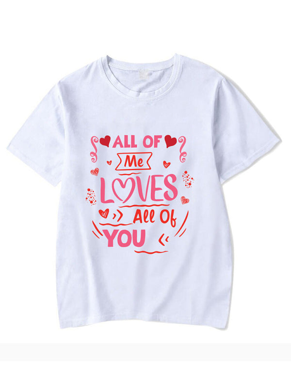 Women's new Valentine's Day printed T-shirt round neck short-sleeved top