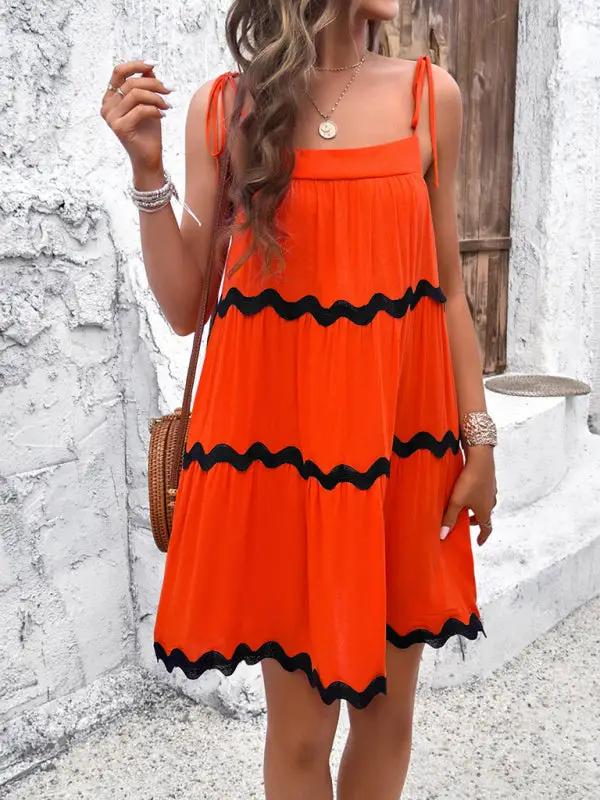 Women's elegant casual suspender dress