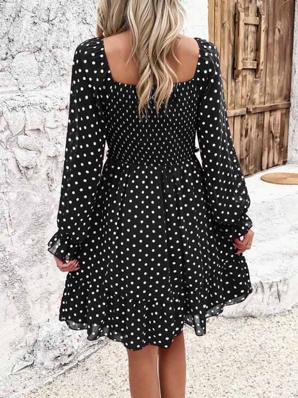 New spring and summer temperament casual polka dot dress