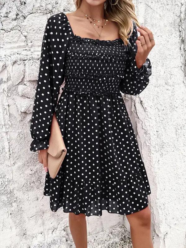 New spring and summer temperament casual polka dot dress