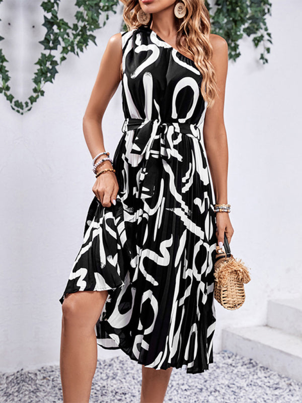 Women's new letter print off-shoulder dress