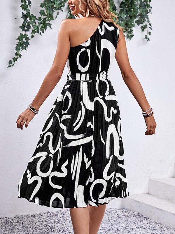 Women's new letter print off-shoulder dress