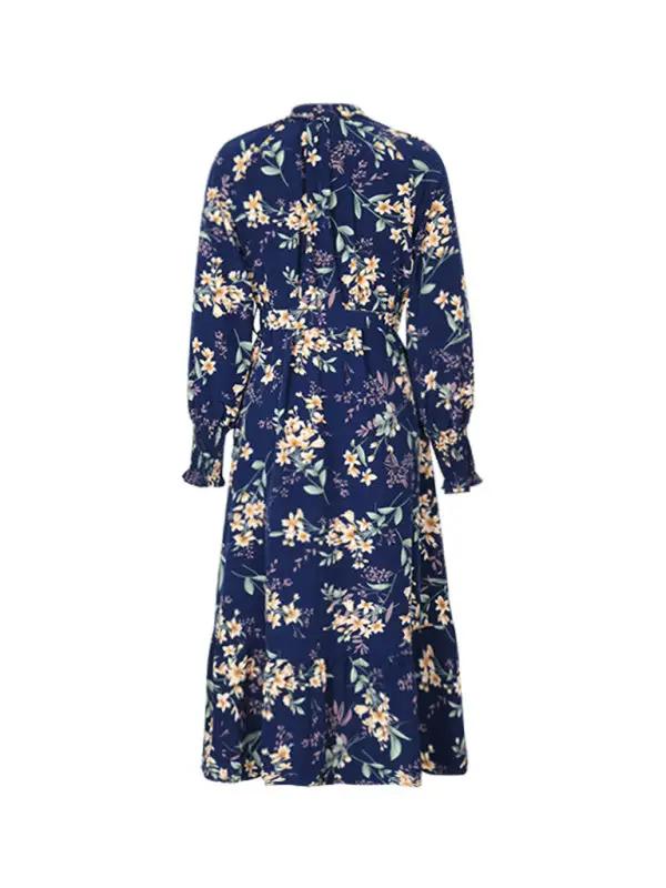 Women's New Long Sleeve Flower Print Dress