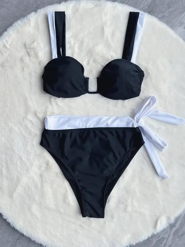 New high-waisted sexy split women's swimsuit bikini set