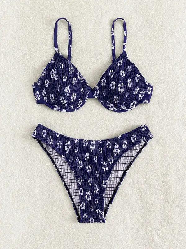 New bikini underwire push-up sexy little flower swimsuit