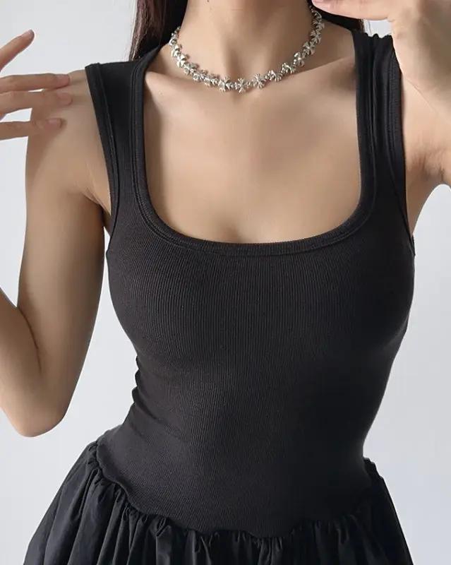 New sexy clavicle-baring one-shoulder suspender waist-cinching puffy dress