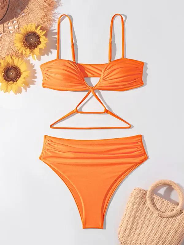 New sexy solid color fashionable pullover swimsuit suit