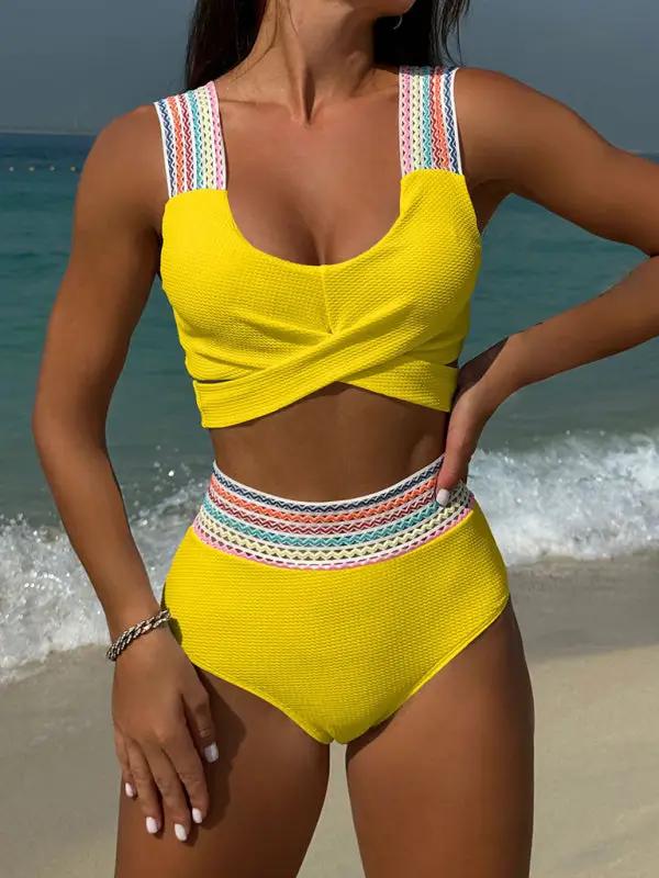 New Rainbow Ribbon Series High Waisted Two-piece Swimsuit Bikini